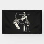 Skateboarden Skeleton Skater Halloween Spandoek (Horizontaal)