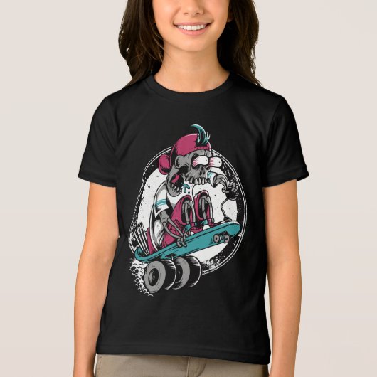 Skateboarden Skeleton: Thrills Beyond The Grave Tri-Blend Shirt (Voorkant)