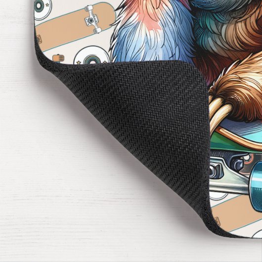 Skateboarden Sloth Mousepad Muismat (Hoek)