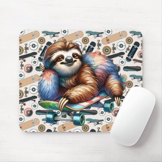 Skateboarden Sloth Mousepad Muismat (Met muis)