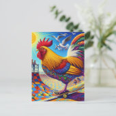 Skateboarden Surreal Kleurrijke en Leuke Haan Briefkaart (Staand voorkant)