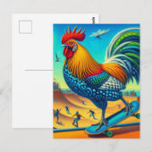 Skateboarden Surreal Kleurrijke en Leuke Haan Briefkaart (Voorkant / Achterkant)