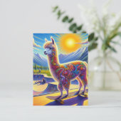 Skateboarden Surreal Schattig Alpaca Briefkaart (Staand voorkant)