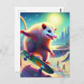 Skateboarden Surreal Schattig Opossum Briefkaart (Voorkant / Achterkant)