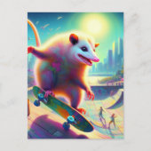 Skateboarden Surreal Schattig Opossum Briefkaart (Voorkant)