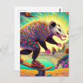 Skateboarden Surreal Schattig Opossum Briefkaart (Voorkant / Achterkant)