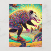 Skateboarden Surreal Schattig Opossum Briefkaart (Voorkant)