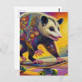 Skateboarden Surreal Schattig Opossum Briefkaart (Voorkant / Achterkant)