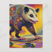Skateboarden Surreal Schattig Opossum Briefkaart (Voorkant)