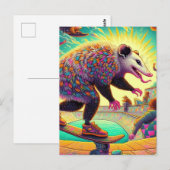 Skateboarden Surreal Schattig Opossum Briefkaart (Voorkant / Achterkant)