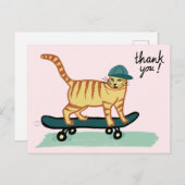 Skateboarden Tabby Cat DANK U Briefkaart (Voorkant / Achterkant)