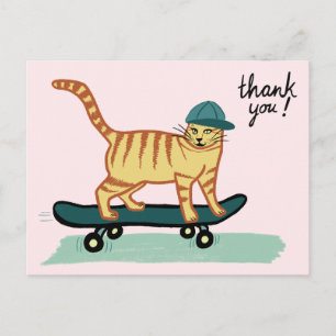 Skateboarden Tabby Cat DANK U Briefkaart