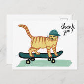 Skateboarden Tabby Cat DANK U Briefkaart (Voorkant / Achterkant)
