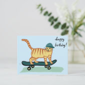 Skateboarden Tabby Cat HAPPY BIRTHDAY Briefkaart (Staand voorkant)