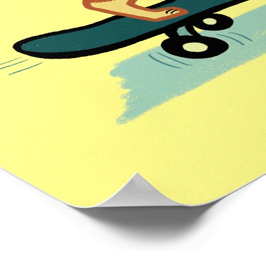 Skateboarden Tabby Cat Schattige AANGEPASTE TEKST  Poster (Hoek)