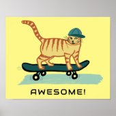 Skateboarden Tabby Cat Schattige AANGEPASTE TEKST  Poster (Voorkant)