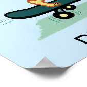 Skateboarden Tabby Cat Schattige CUSTOM NAME Kinde Poster (Hoek)