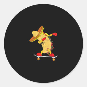Skateboarden Taco op skateboard Gift Skater Ronde Sticker