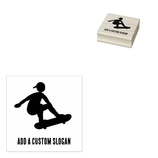 Skateboarden Tiener - Silhouet met aangepaste slog Rubberstempel (Gestempeld)
