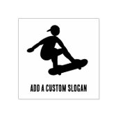 Skateboarden Tiener - Silhouet met aangepaste slog Rubberstempel (Afrduk)
