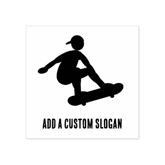 Skateboarden Tiener - Silhouet met aangepaste slog Rubberstempel (Afrduk)