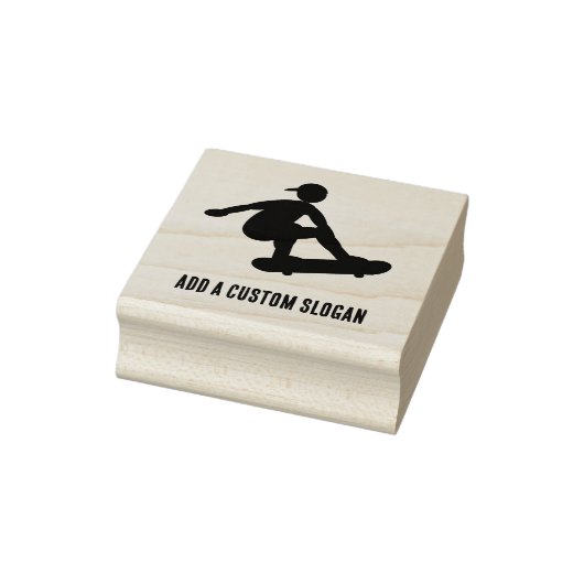 Skateboarden Tiener - Silhouet met aangepaste slog Rubberstempel (Stempel)