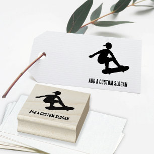 Skateboarden Tiener - Silhouet met aangepaste slog Rubberstempel