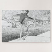 Skateboarden Trickster Sketch Legpuzzel (Horizontaal)