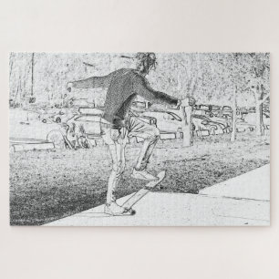 Skateboarden Trickster Sketch Legpuzzel