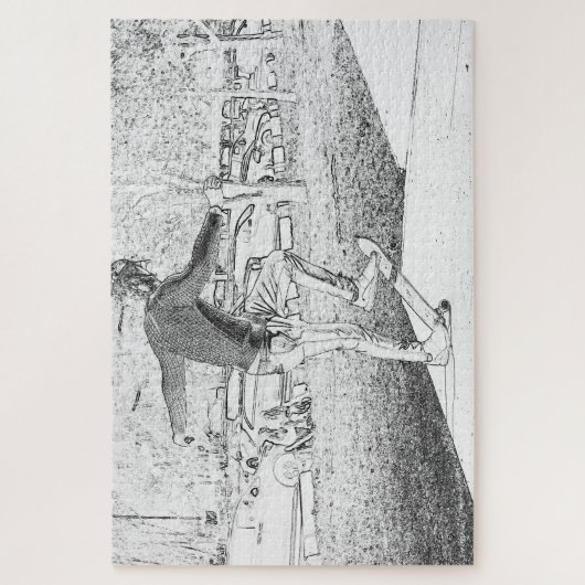 Skateboarden Trickster Sketch Legpuzzel (Verticaal)