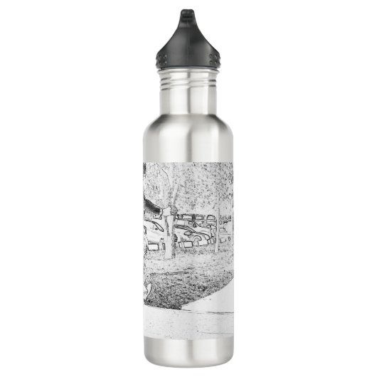 Skateboarden Trickster Sketch Waterfles (Rechts)