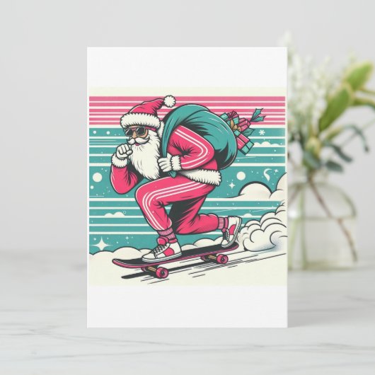 Skateboarden vader kerst kaart (Staand voorkant)