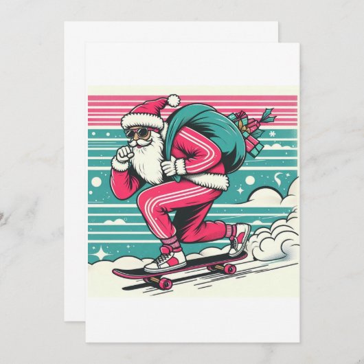 Skateboarden vader kerst kaart (Voorkant / Achterkant)