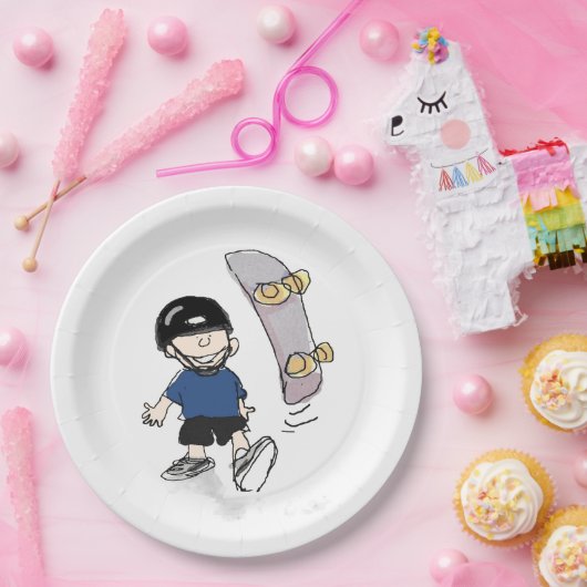 Skateboarden verjaardagsfeestje papieren bordje (Feest)