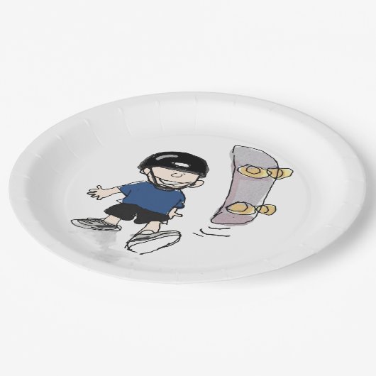 Skateboarden verjaardagsfeestje papieren bordje (Gekanteld)