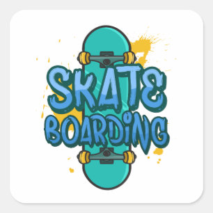 Skateboarden Vierkante Sticker