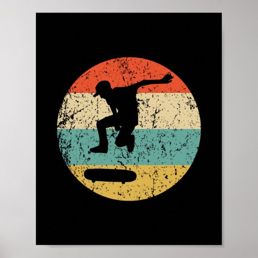 Skateboarden Vintage Retro Skateboarder 2 Poster (Voorkant)