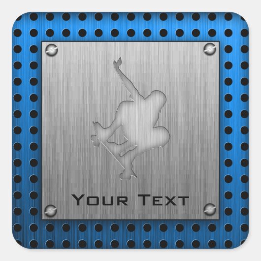 Skateboarden voor metalen in geborsteld vierkante sticker (Voorkant)