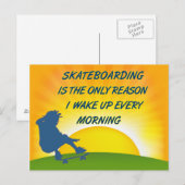 Skateboarden Wake Up Briefkaart (Voorkant / Achterkant)