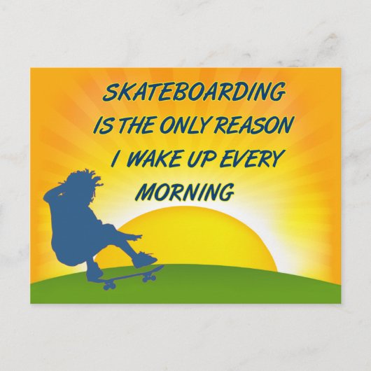 Skateboarden Wake Up Briefkaart (Voorkant)