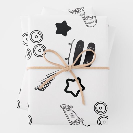 Skateboarden Wrapping Paper Flat Sheet Set van 3 (In situ)