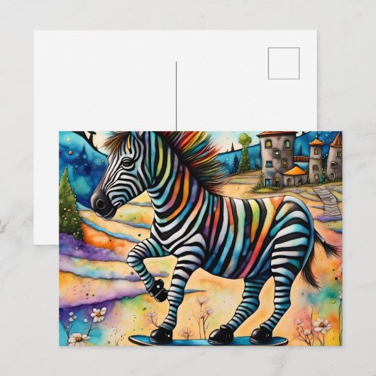 Skateboarden Zebra Briefkaart (Voorkant / Achterkant)