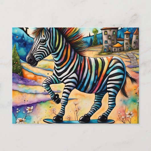 Skateboarden Zebra Briefkaart (Voorkant)