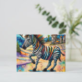 Skateboarden Zebra Briefkaart (Staand voorkant)
