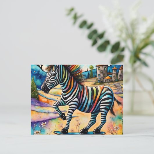 Skateboarden Zebra Briefkaart (Staand voorkant)