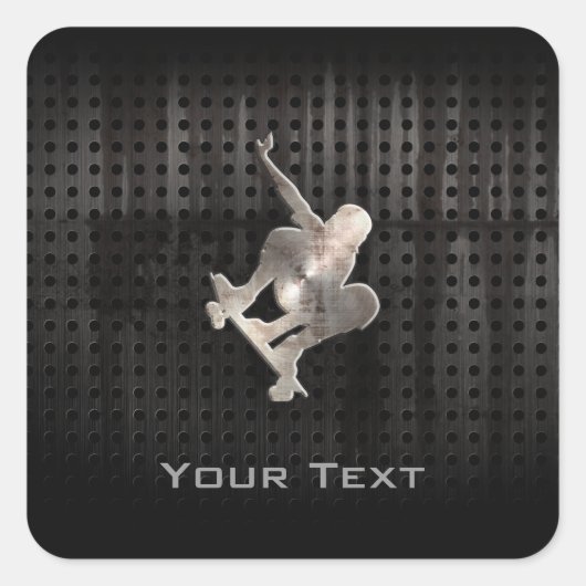 Skateboarden; zwart vierkante sticker (Voorkant)