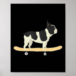 Skateboardende Franse Bulldog Puppy Cadeau Poster