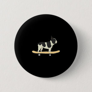 Skateboardende Franse Bulldog Puppy Cadeau Ronde Button 5,7 Cm