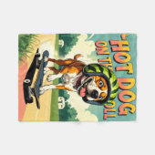 Skateboardende Hond Zomer Grappig Retro Strand Fleece Deken (Voorkant (Horizontaal))