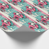 Skateboardende kerstman cadeaupapier (Hoek)